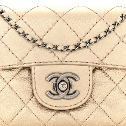 Chanel Metallic Calfskin Quilted Flap Clutch With Chain Light Gold 8 of 11