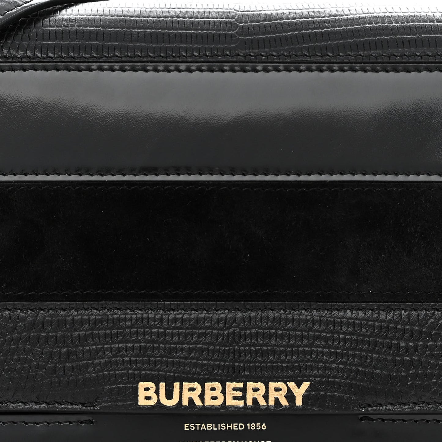 Calfskin Lizard Embossed Two Tone Small Grace Bag Black