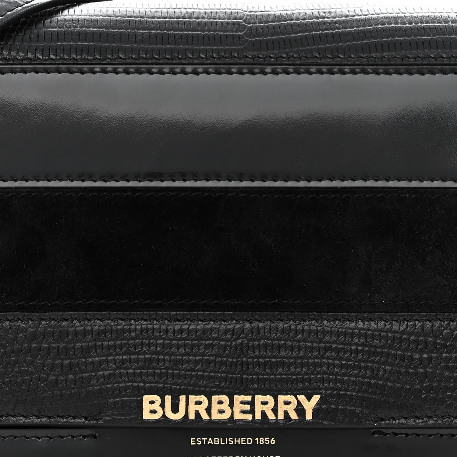 Burberry Calfskin Lizard Embossed Two Tone Small Grace Bag Black 9 of 12