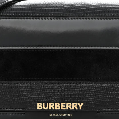 Burberry Calfskin Lizard Embossed Two Tone Small Grace Bag Black 9 of 12