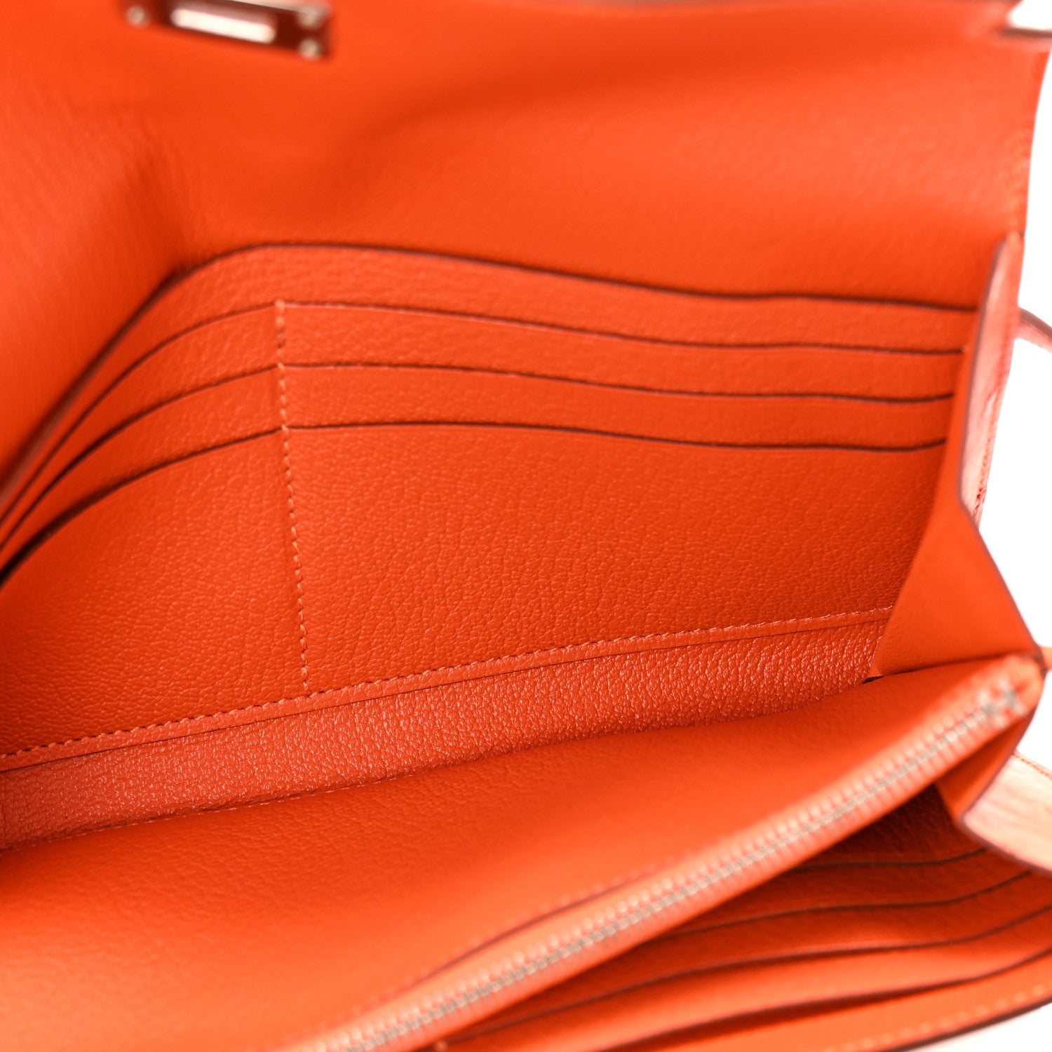 Hermes Ostrich Kelly Longue Wallet Orange 5 of 7