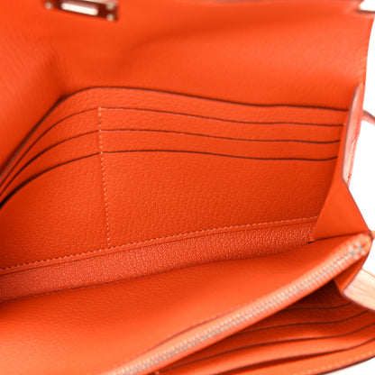 Hermes Ostrich Kelly Longue Wallet Orange 5 of 7