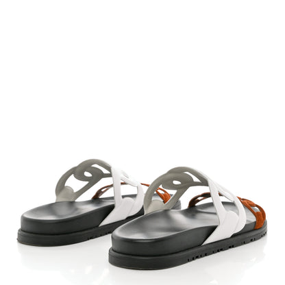 Hermes Suede Goatskin Nappa Extra Sandals 38 White Gold 4 of 9