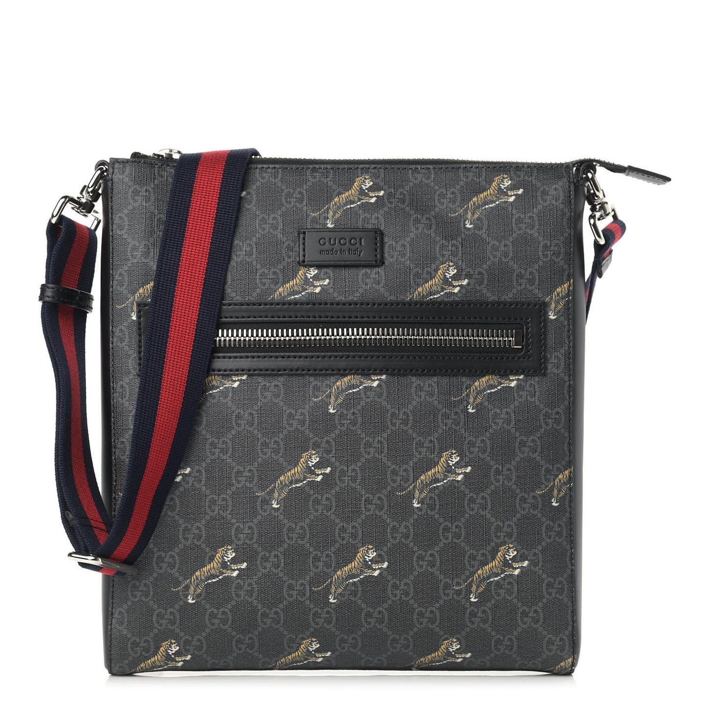 GG Supreme Monogram Tigers Web Messenger Bag Black Multicolor