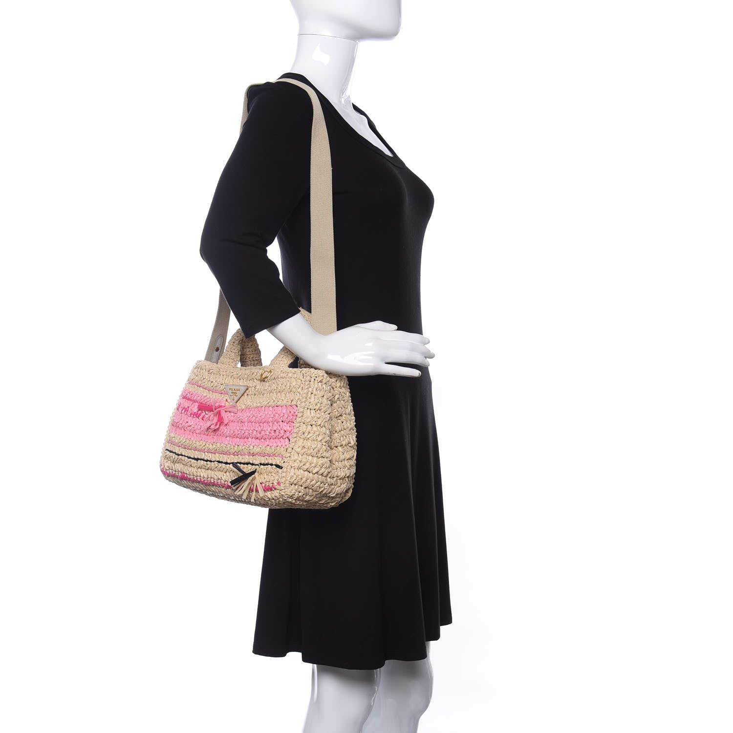 Prada Raffia Woven Tote Naturale Rosa 2 of 10