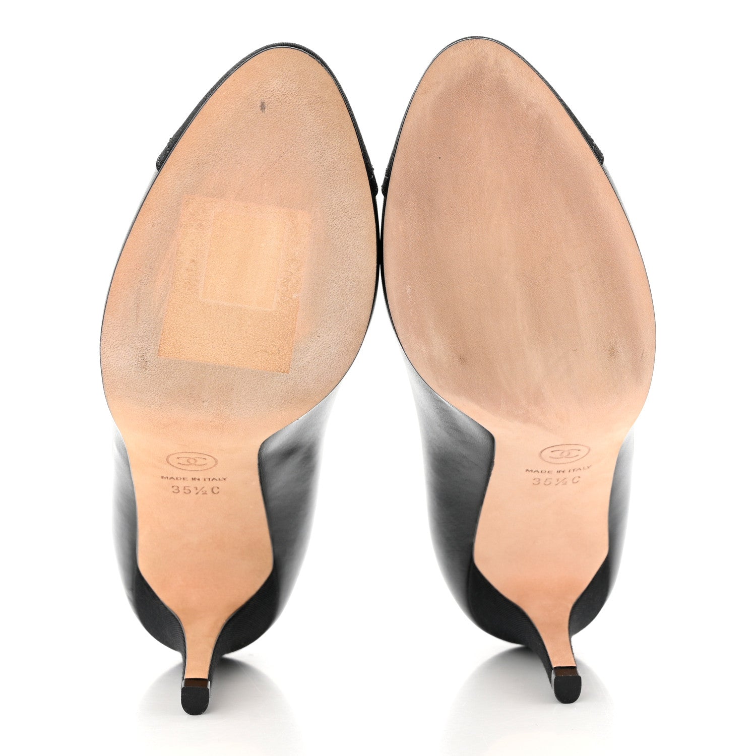 Chanel Lambskin Grosgrain Cap Toe CC Pumps 35.5 Black 5 of 9