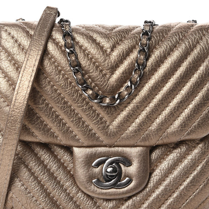 Chanel Metallic Aged Calfskin Chevron Small Bubble CC Flap Gold 11 of 11