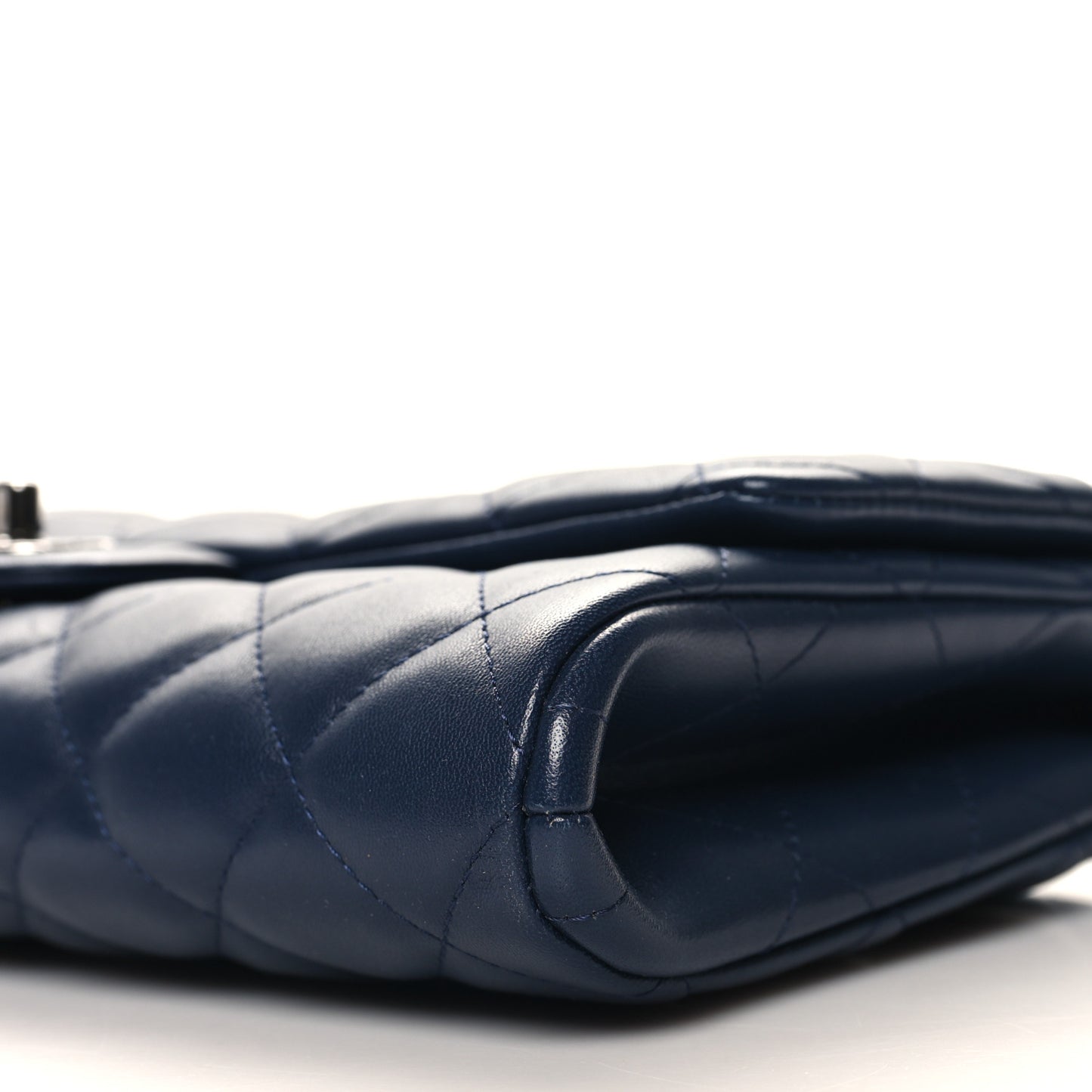 Lambskin Quilted Clutch with Chain Flap Navy