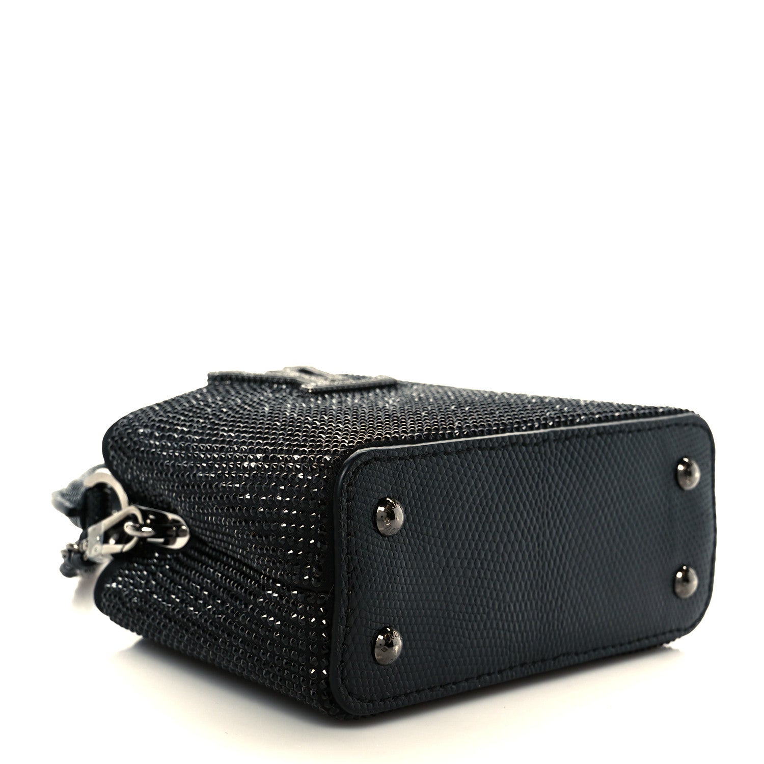Louis Vuitton Swarovski Crystal Satin Lizard Nano Capucines Black 5 of 10