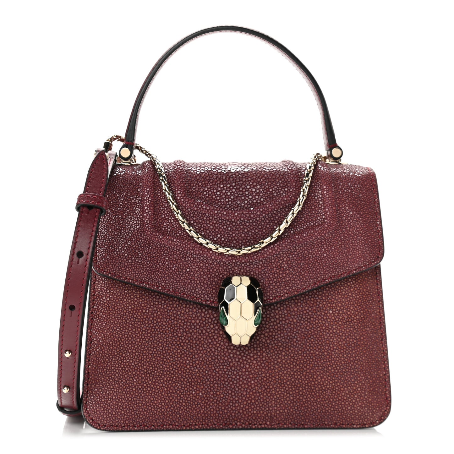 Calfskin Galuchat Serpenti Forever Crossbody Plum