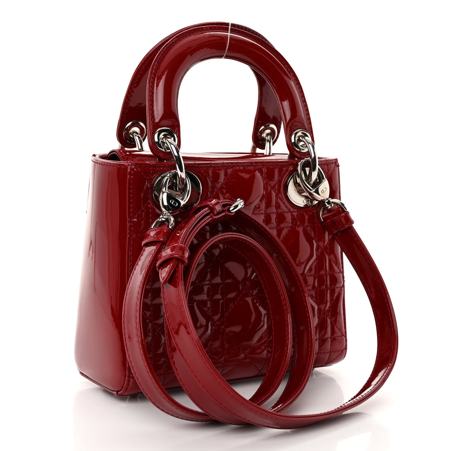 Patent Cannage Mini Lady Dior Red