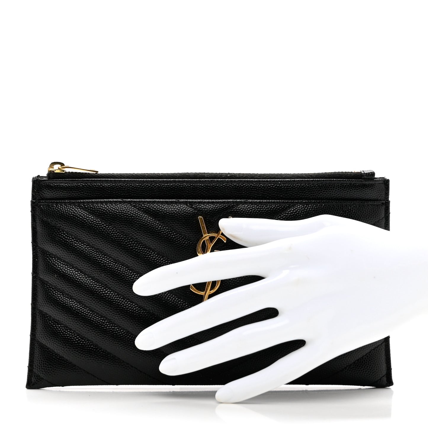 Grain De Poudre Chevron Monogram Bill Pouch Black