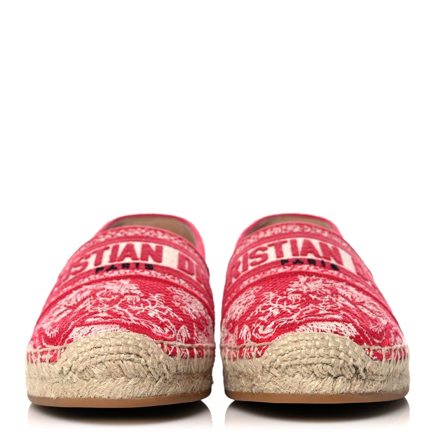 Embroidered Toile De Jouy Granville Espadrille 35 Raspberry