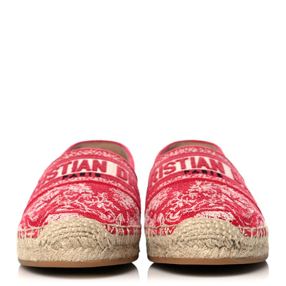 Christian Dior Embroidered Toile De Jouy Granville Espadrille 35 Raspberry 2 of 9