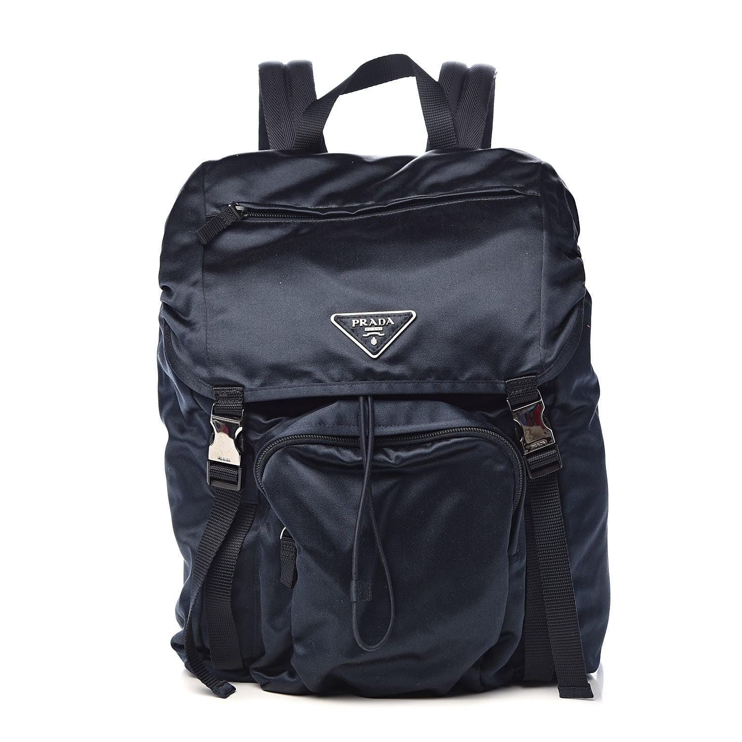 Prada Satin Double Buckle Backpack Dark Blue 1 of 11