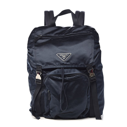 Prada Satin Double Buckle Backpack Dark Blue 1 of 11