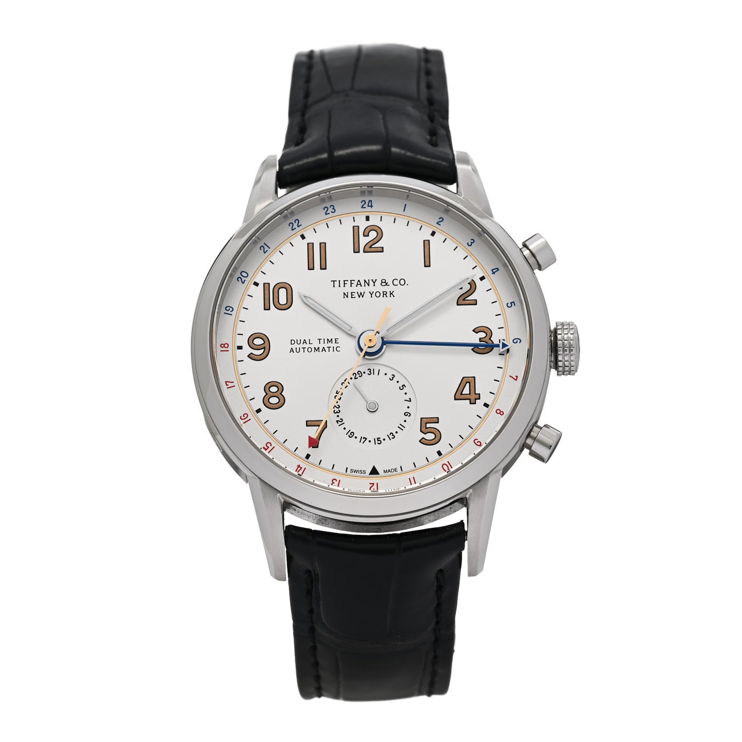 Stainless Steel Alligator 40mm CT60 Dual Time Automatic Watch Silver