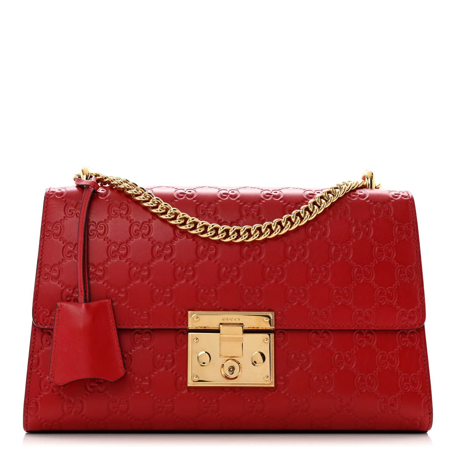 Gucci Guccissima Medium Padlock Shoulder Bag Hibiscus Red 1 of 12