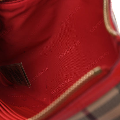 Burberry Haymarket Check Small Peyton Crossbody Clutch Bag Red 6 of 8