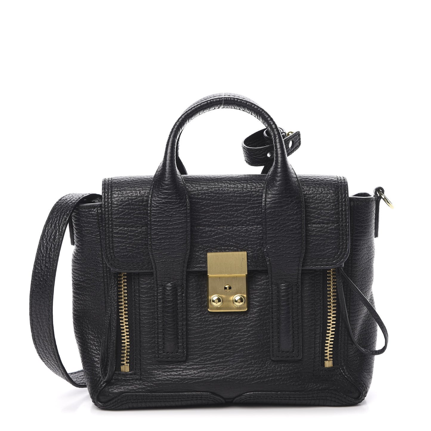 3.1 Textured Calfskin Mini Pashli Satchel Black