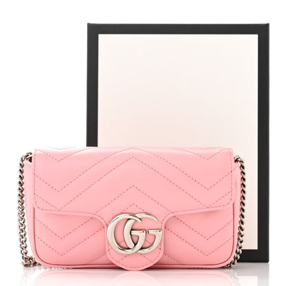 Gucci Calfskin Matelasse Super Mini GG Marmont Shoulder Bag Wild Rose 11 of 11