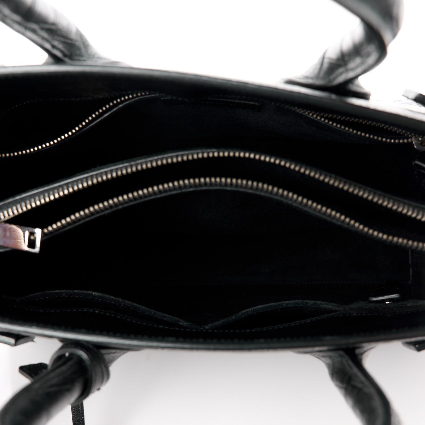 Calfskin Crocodile Embossed Small Supple Sac de Jour Black
