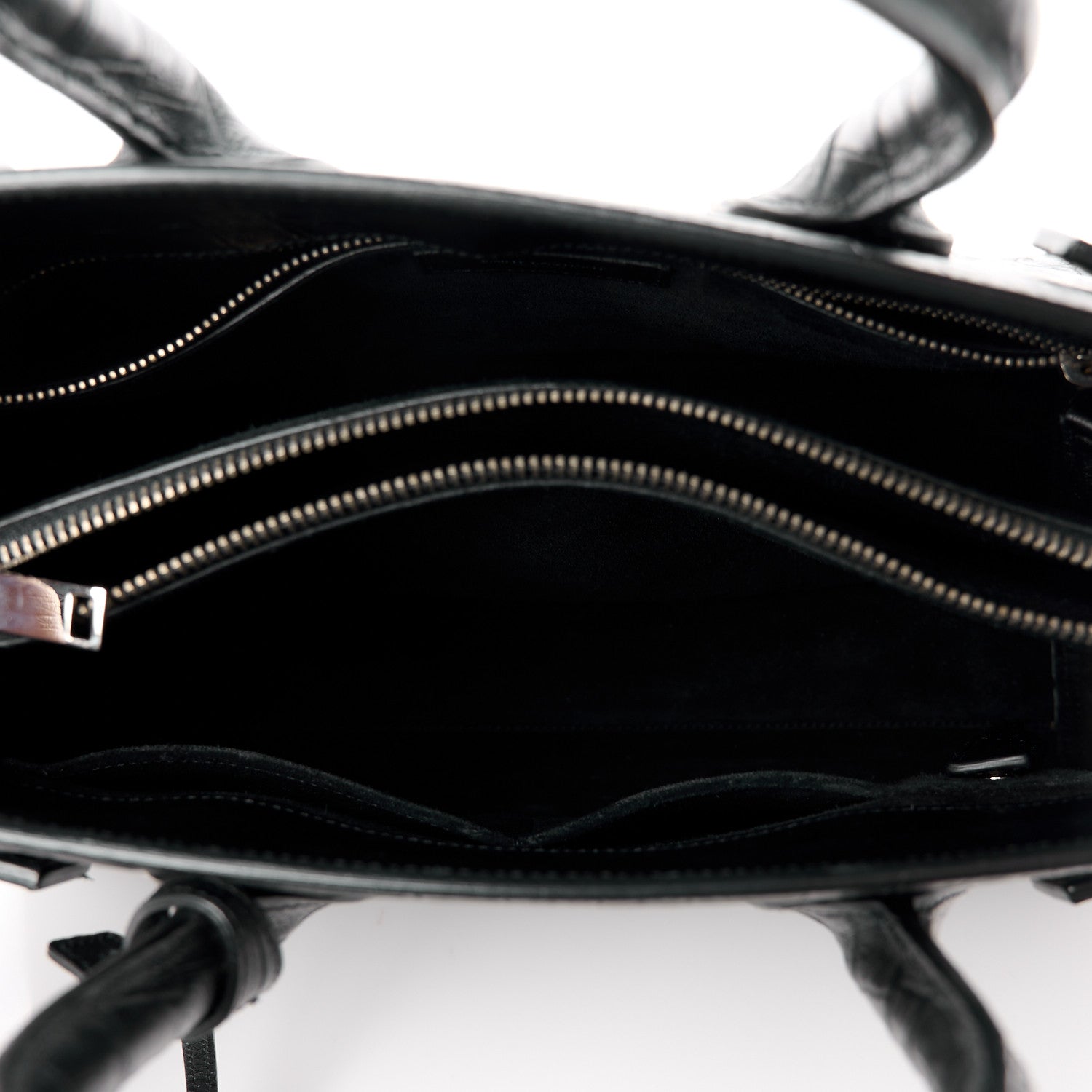 Saint Laurent Calfskin Crocodile Embossed Small Supple Sac de Jour Black 5 of 11