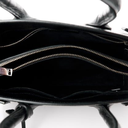 Saint Laurent Calfskin Crocodile Embossed Small Supple Sac de Jour Black 5 of 11