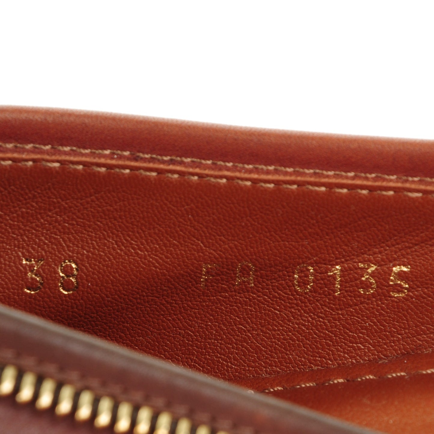 Calfskin Zip Oxford Ballerina Flats 38 Cognac