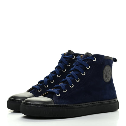 Hermes Suede Shearling Womens Jimmy High Top Sneakers 36 Navy Blue 3 of 12