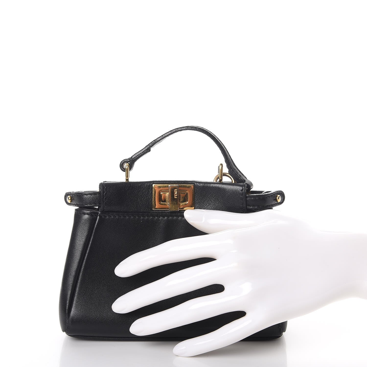 Fendi Nappa Micro Peekaboo Iconic Satchel Black 2 of 12