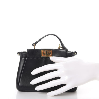 Fendi Nappa Micro Peekaboo Iconic Satchel Black 2 of 12