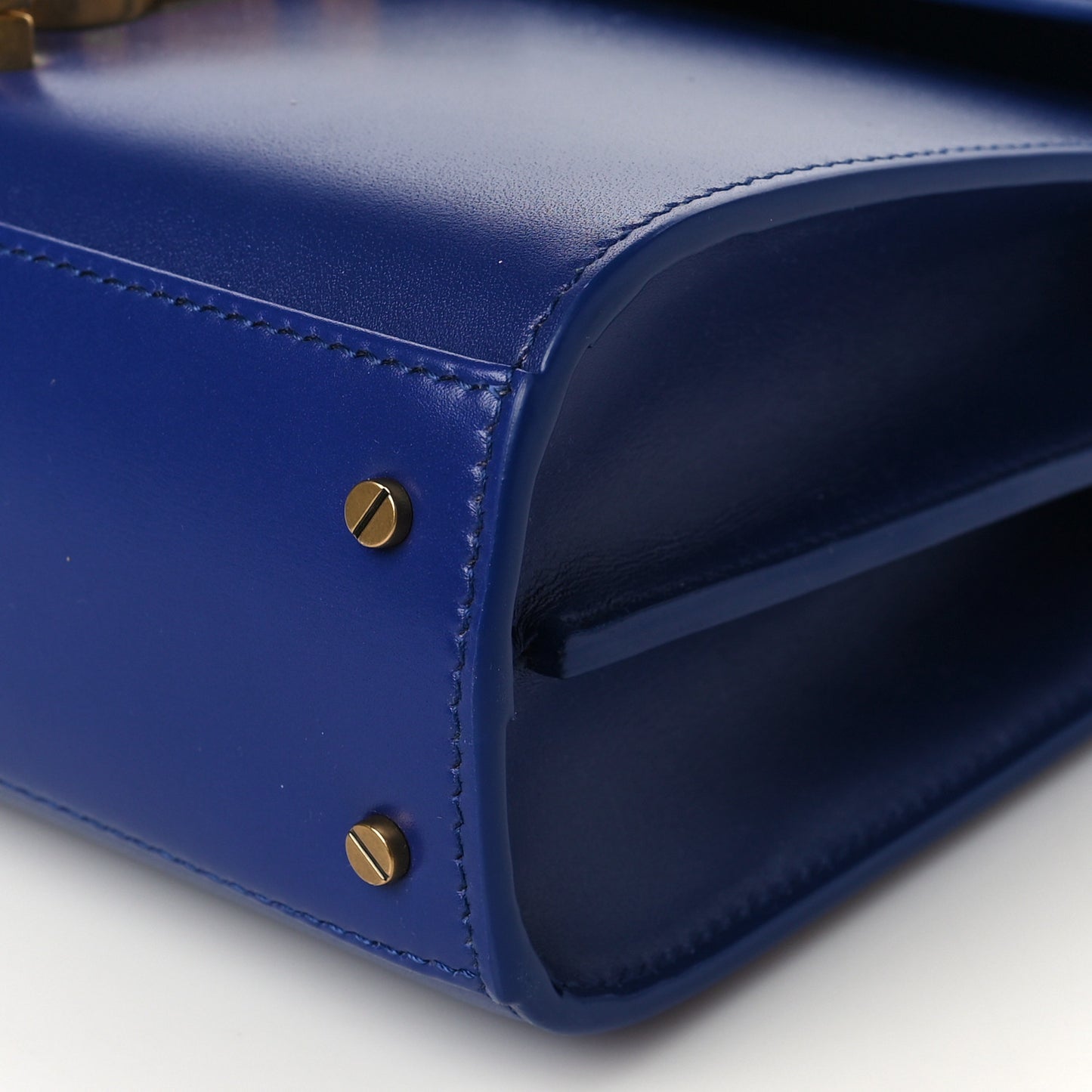 Calfskin Mini Classic Monogram Cassandra Top Handle Bag Blue Majorelle