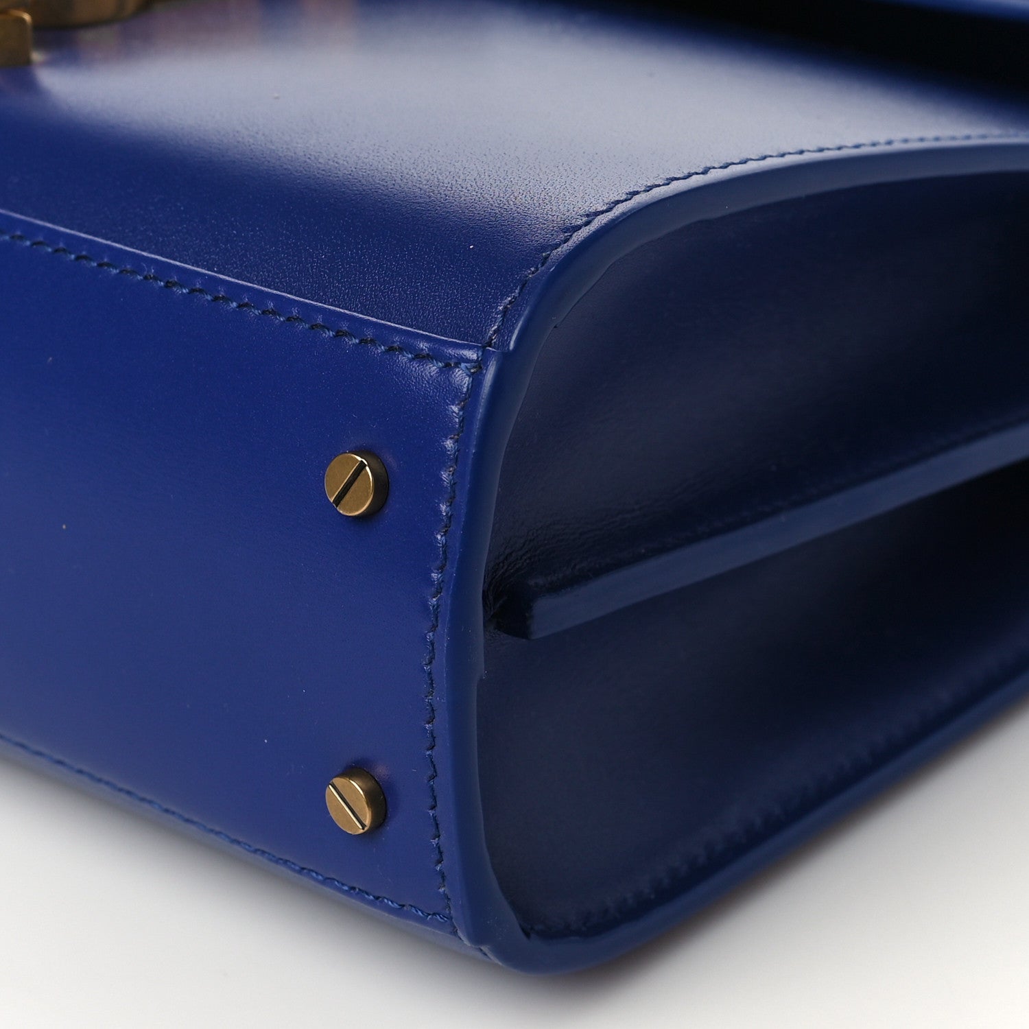 Saint Laurent Calfskin Mini Classic Monogram Cassandra Top Handle Bag Blue Majorelle 9 of 10