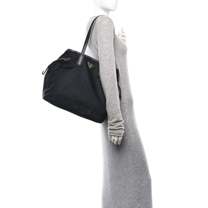 Prada Tessuto Nylon Saffiano Shopping Tote Black 2 of 13