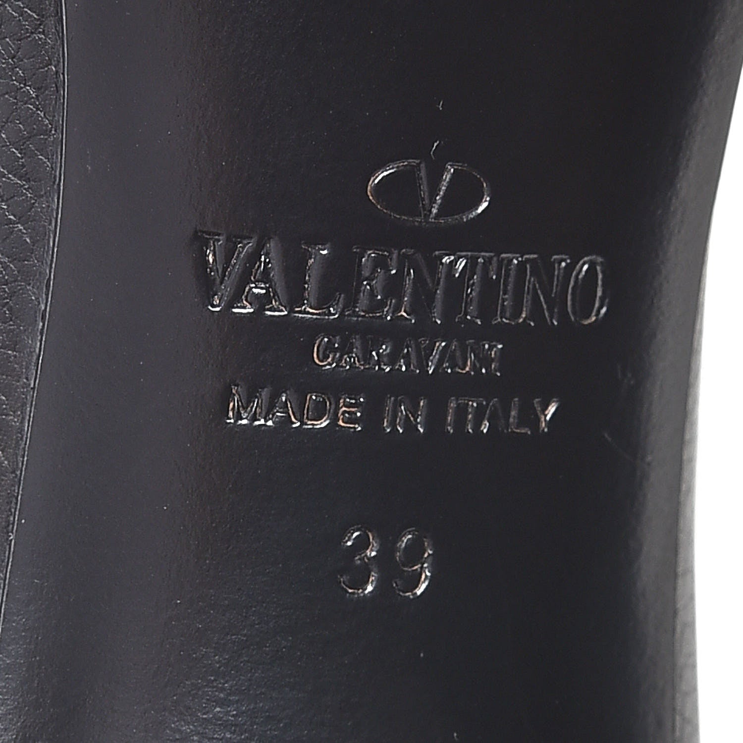 Valentino Garavani Pebbled Calfskin Onyx Rockstud Rolling 100mm Pumps 39 Black 7 of 7