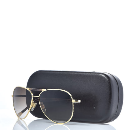 Louis Vuitton Damier Ebene Conspiration Pilote Aviator Sunglasses Z0202U Gold 9 of 9