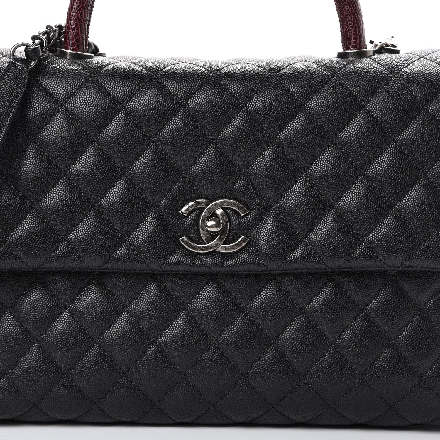 Chanel Caviar Lizard Quilted Medium Coco Handle Flap Black 7 of 12