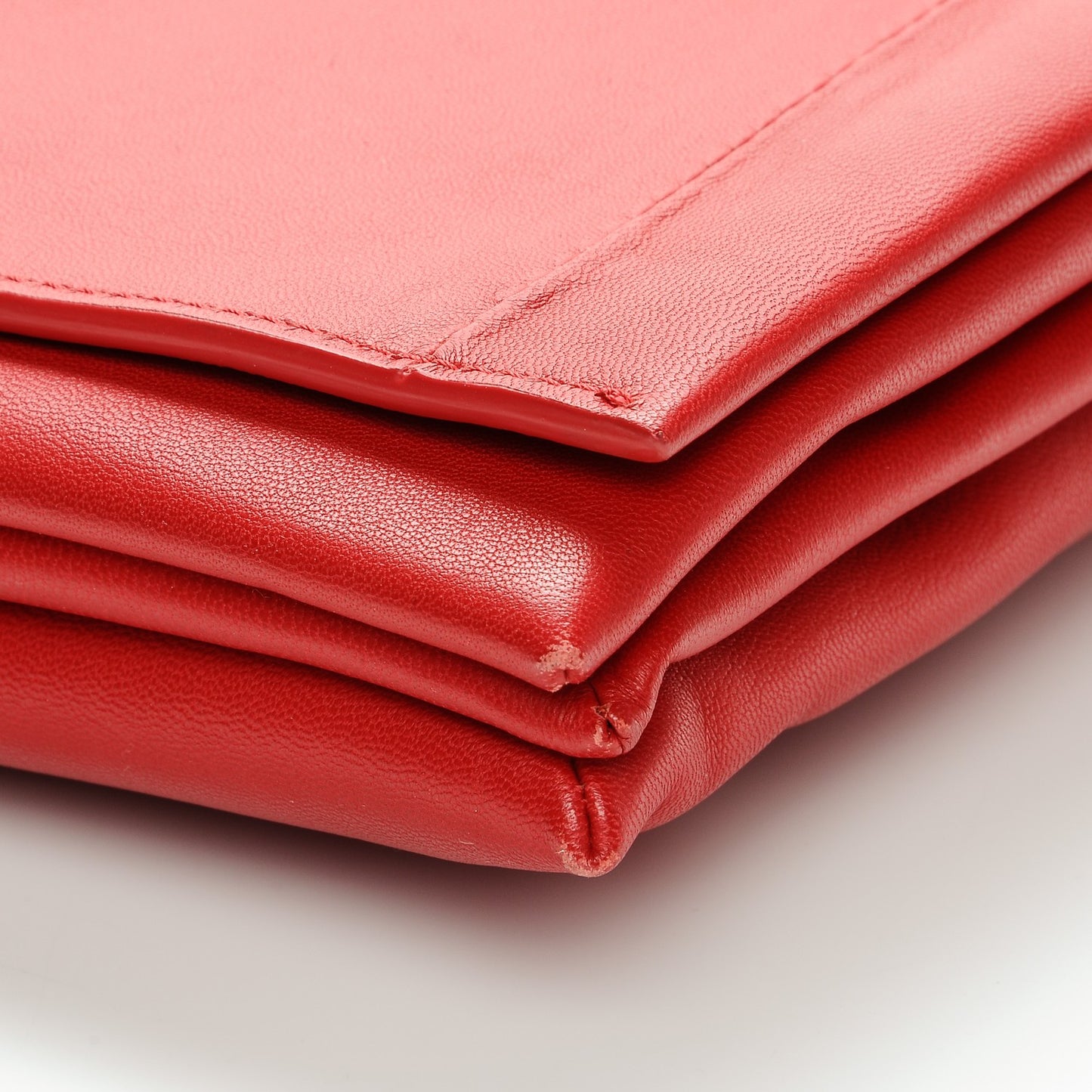 Lambskin Rolled Soft Trio Clutch Bright Red