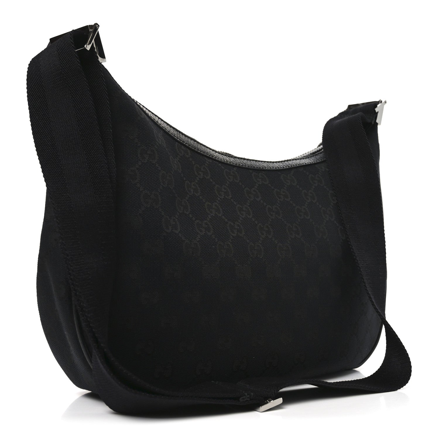 Gucci Monogram Medium Half Moon Hobo Black 3 of 10