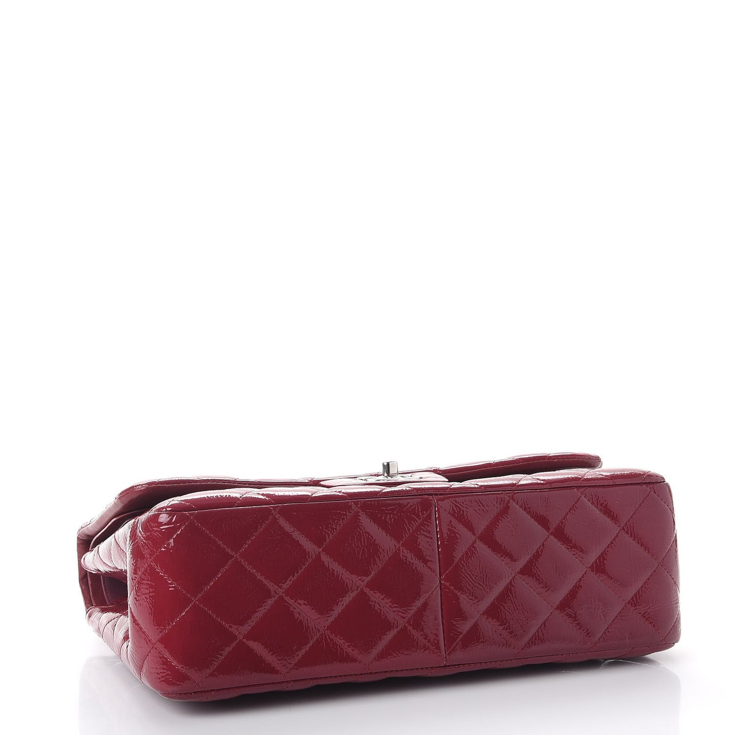 Distressed Patent Quilted Jumbo Double Flap Dark Red