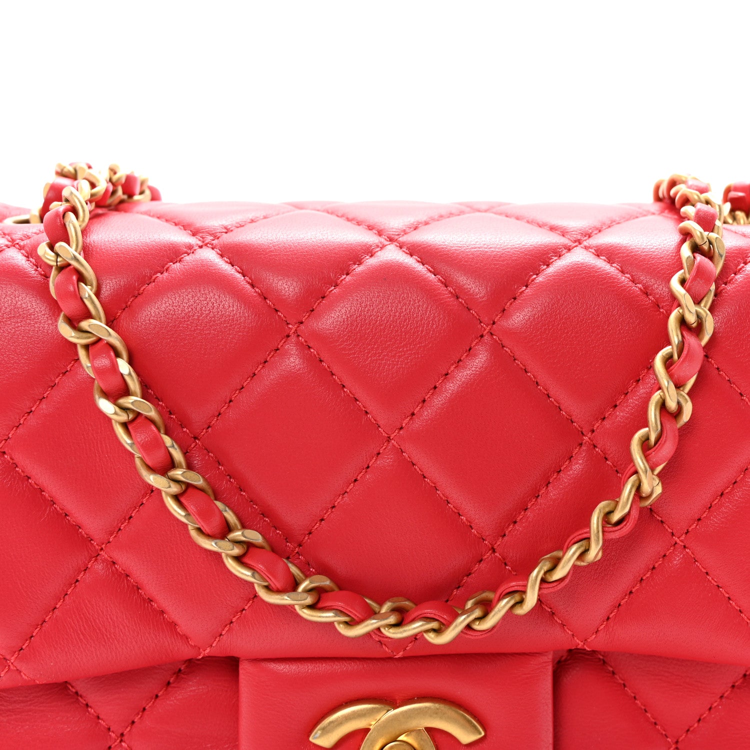 Chanel Lambskin Quilted Mini Pearl Crush Flap Red 8 of 11