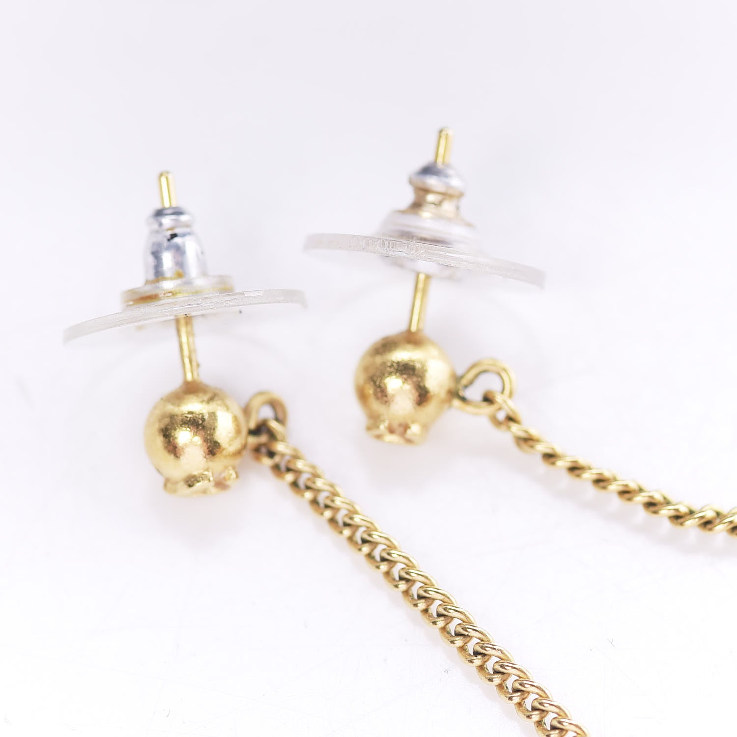 Chanel CC Drop Earrings Matte Gold 7 of 8