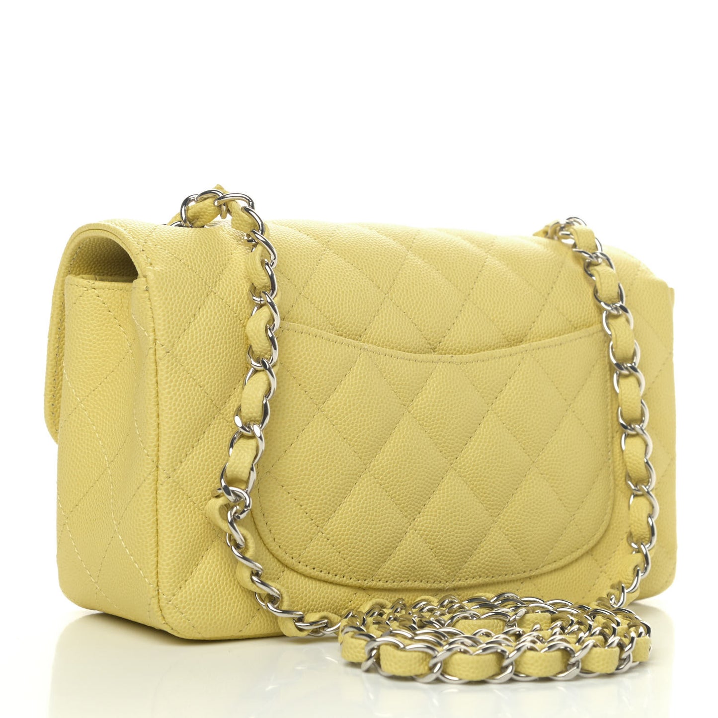 Caviar Quilted Mini Rectangular Flap Light Yellow