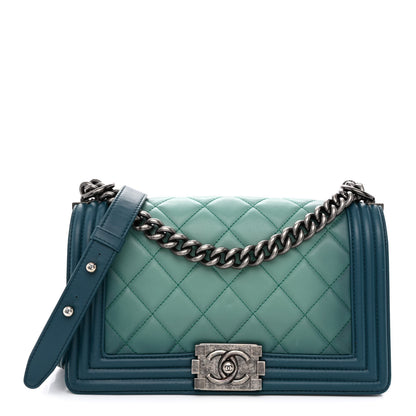 Chanel Calfskin Ombre Faded Quilted Medium Boy Flap Green 1 of 12