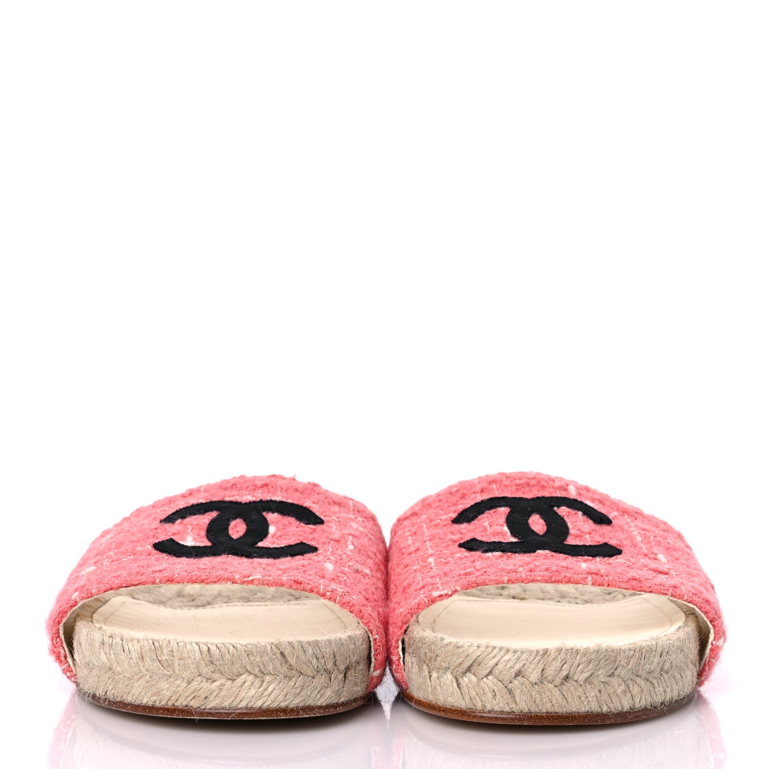 Chanel Tweed Grosgrain CC Mule Slide 40 Pink Black 2 of 10