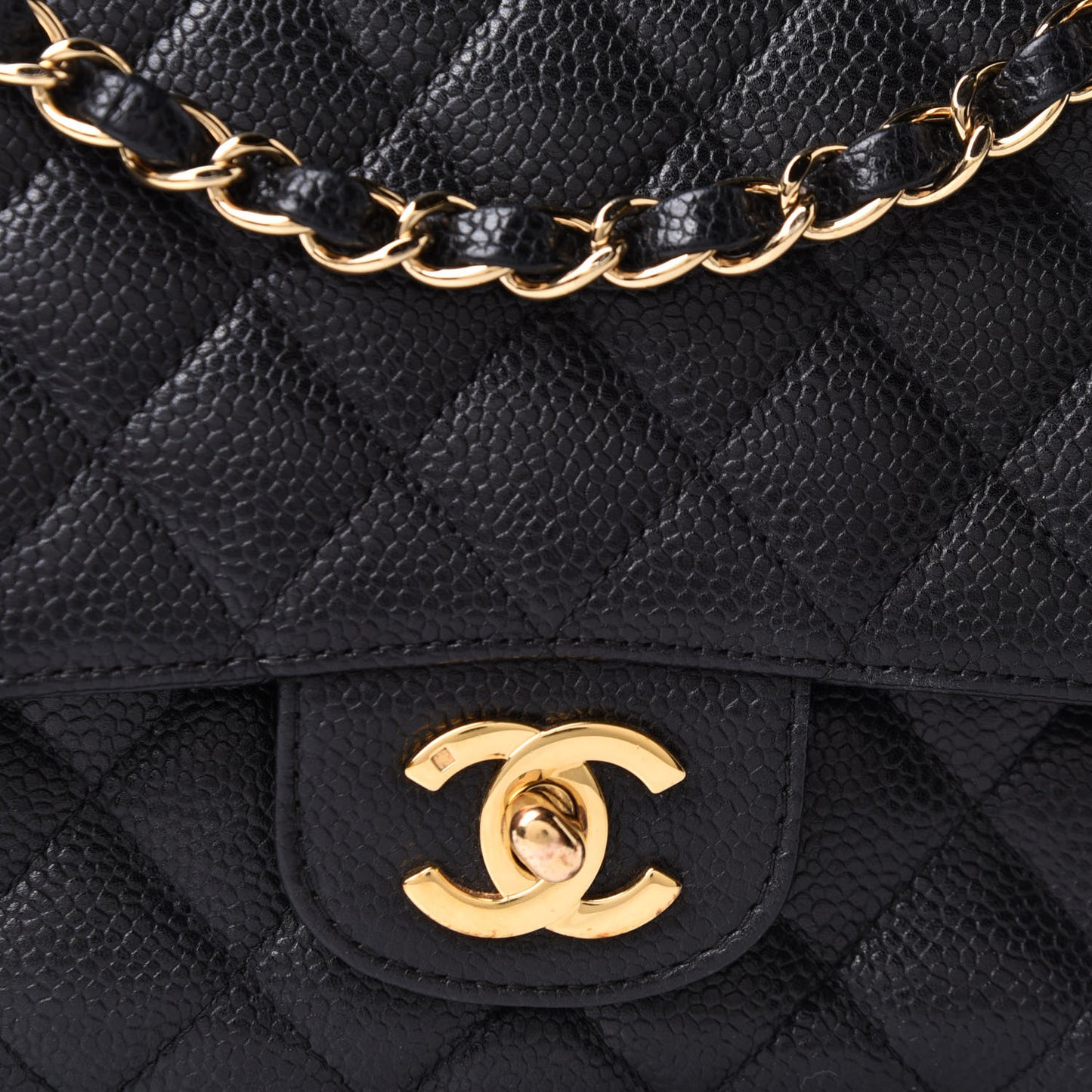 Caviar Quilted Medium Double Flap Black