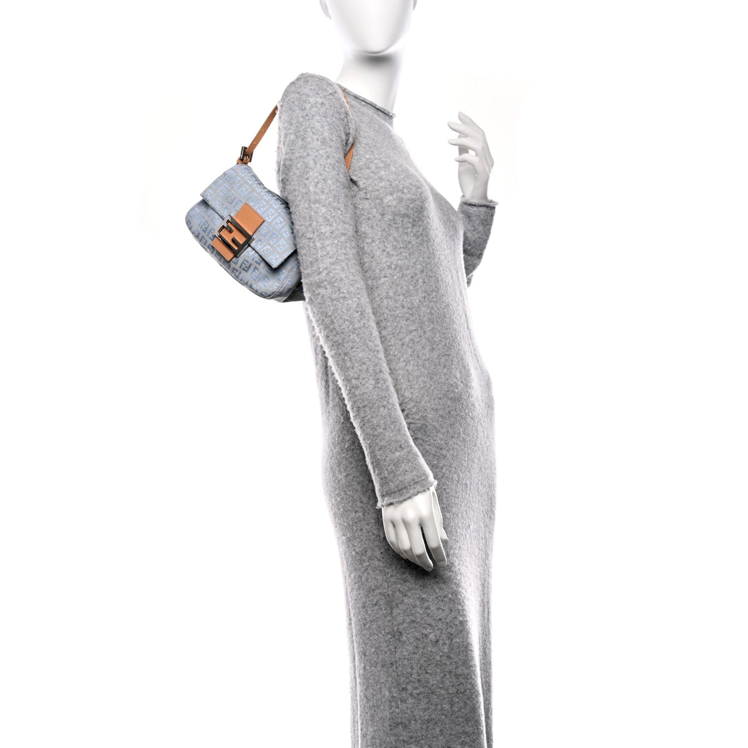 Fendi Zucchino Mini Mama Baguette Blue 2 of 9