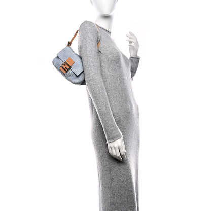 Fendi Zucchino Mini Mama Baguette Blue 2 of 9