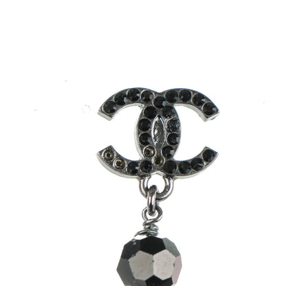 Chanel Crystal Bead CC Drop Earrings Black 3 of 8